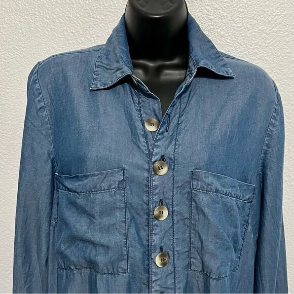 NWOT Elan Denim Lyocell Chambray Drop Waist Cuffed Playsuit Romper Shorts S - Picture 6 of 16